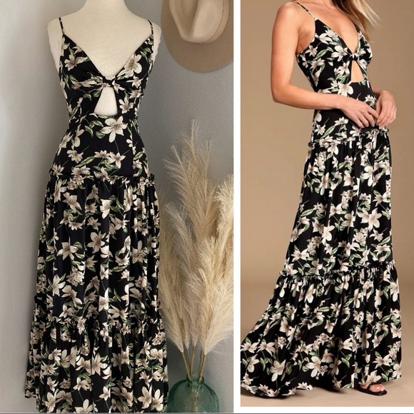 ❤️ Lulus Blooms of Paradise Black Floral Print Sleeveless Maxi Dress! - Picture 4 of 13